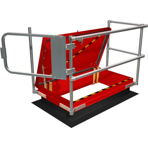 Kee Safety® Roof Hatch Railing Kit with Forward Barrier & Side Entry, Galvanized Steel, 66"L