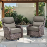 Opohoro Outdoor Swivel Rocker Patio Chairs Set with 6 inch Thick Cushions, High Back Wicker Outdoor Patio Furniture Set
