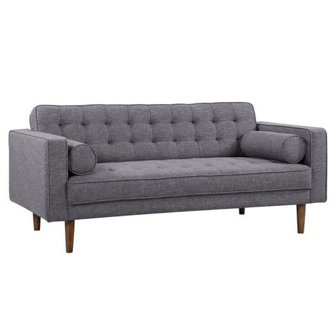 Modern Line Fabric and Wood Loveseat in Dark Gray/Walnut