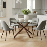 Aunnika 5-Piece Round Dining Set with Tempered Glass Table