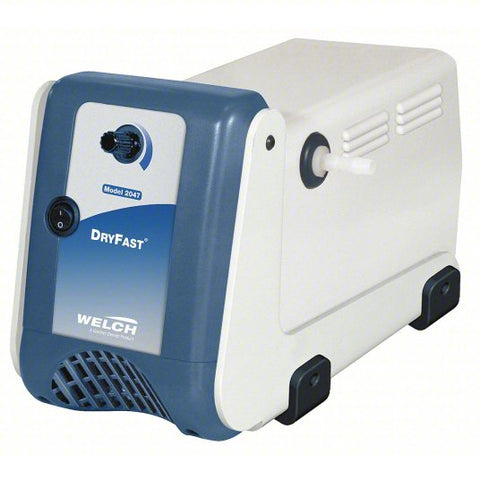 WELCH Vacuum Pump: 1/5 hp Output Power, 1.8 cfm Free Air Displacement, 28.5 in Hg Max Vacuum