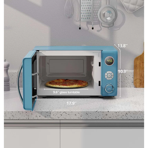 Retro Microwave Oven, LED Lighting, Pull Handle Design