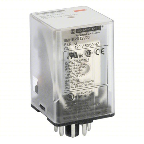 SCHNEIDER General Purpose Relay: Socket Mounted, 10 A Current Rating, 120V AC, DPDT, A Socket
