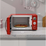 Retro Microwave Oven, LED Lighting, Pull Handle Design