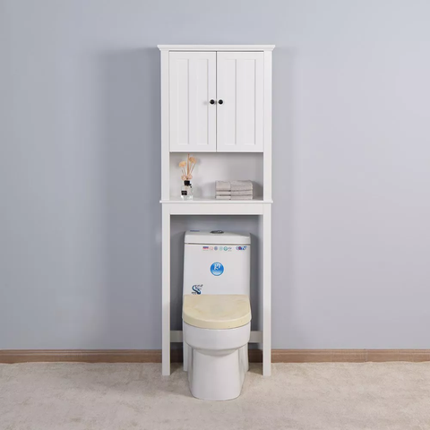 Bathroom Wooden Storage Cabinet Over-The-Toilet Space Saver with a Adjustable Shelf