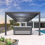 Outdoor Louvered Pergola with Adjustable Hardtop Roof Patio Pergola Deck Garden Yard