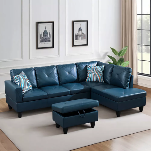 GlasFlength Sectional Sofas with Ottoman