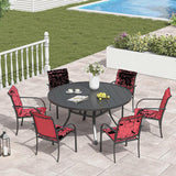 Round 6 - Person 48'' L Outdoor Dining Set with 6 Stackable Textilene Chairs (Set of 7)