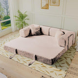 Lozena 78-Inch King-Size Convertible Sleeper Sofa Bed with No Assembly, Hybrid Mattress Couch