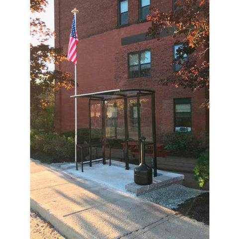 Open Front Smoking Shelter SR1601-BLK - Half Side Panels - 7'W x 3'6"D x 7'11"H Clear Roof