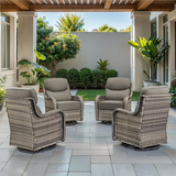 Opohoro Outdoor Swivel Rocker Patio Chairs Set with 6 inch Thick Cushions, High Back Wicker Outdoor Patio Furniture Set