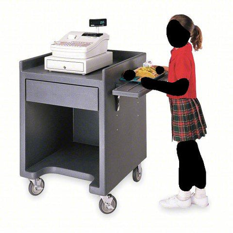 Equipment Stand with Drawer: Black, Includes Drawer, 2 Compartments, Polyethylene, 28 in Overall Dp