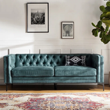 Brinna Contemporary 84" Upholstered Button-tufted Sofa with Metal Legs