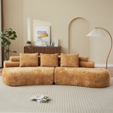 Fiorella 122" Modern Curved 4-Seater Sectional Sofas with 3 Pillows