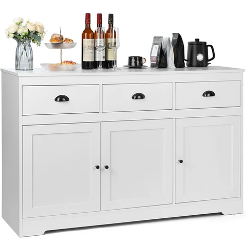 53.54'' Sideboards and buffets with drawers, White Buffet Coffee Bar Wine Cabinet for Home, Living Room