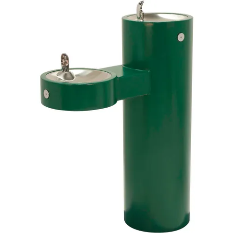 Outdoor Bi Level Pedestal Drinking Fountain, Freeze Resistant