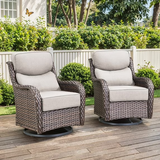 Planntonneo  Patio Wicker Swivel Glider Chairs with 6-Inch Cushions