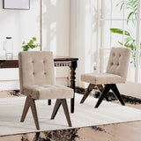 Nieck Modern Upholstered Parsons Chair Linen Fabric Tufted Dining Chairs (Set of 2)
