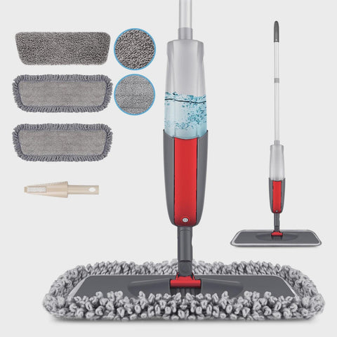 SUGARDAY Microfiber Spray Mops for Floor Cleaning with 4 Washable Pads 2 Refillable Bottle