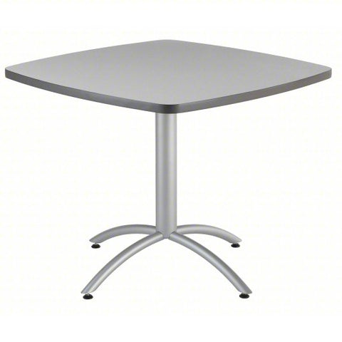 Cafe Table: 36 in Wd, 36 in Dp, 30 in, Gray, Laminated Melamine