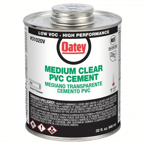OATEY Cement: Medium, 32 fl oz, Brush-Top Can, Clear