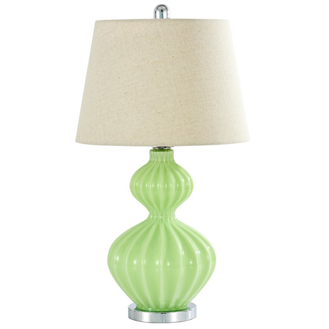 Cone Shape Modern Glass Table Lamp in Green/Beige