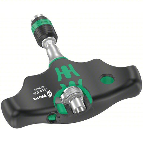 WERA Ratchet Screwdirver: Hex Tip, 1/4 in Tip Size, 1 Tips, 1/4 in, 100 mm Overall Lg, Magnetic