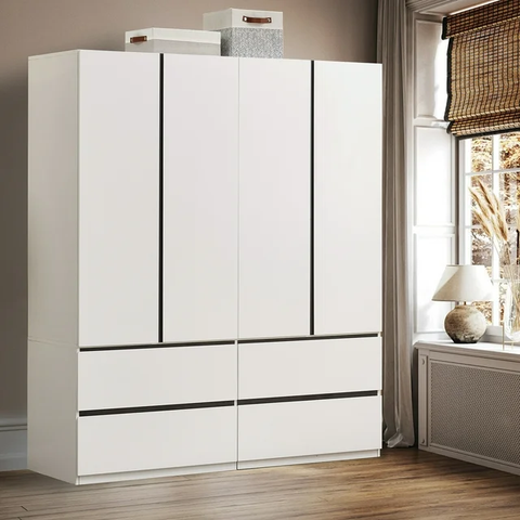 4-Door Wardrobe Armoire Closet | Freestanding Bedroom Armoires Clothing Furniture