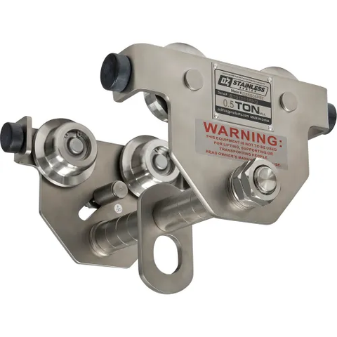 OZ Lifting Products Stainless Steel Push Beam Trolley, 1/2 Ton Capacity