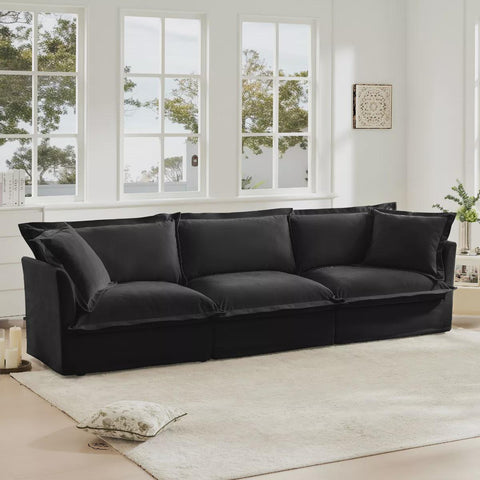 Slipcovered Sectional Sofa, 3 Seater Sofa with Removable Cover