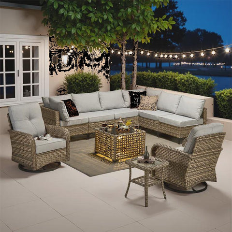 Emroy 8 - Person Wicker/Rattan Sectional Seating Group