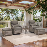 Opohoro Outdoor Swivel Rocker Patio Chairs Set with 6 inch Thick Cushions, High Back Wicker Outdoor Patio Furniture Set