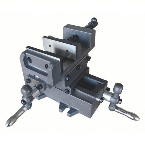 Machine Vise: Cross Vise, 8 in Jaw Wd, 8 in Jaw Opening, 2 in Throat Dp, 16-1/2 in Overall Lg