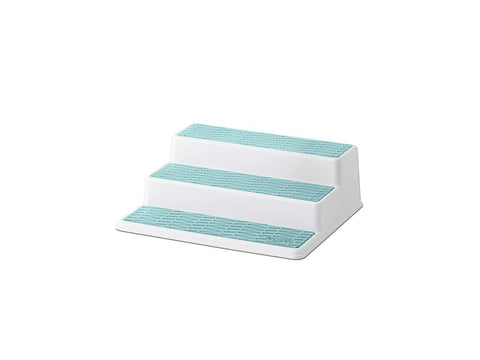 Non-Skid 3-Tier Spice Pantry Kitchen Cabinet Organizer, 10-Inch, White/Aqua