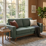 Neche 68" Corduroy Sofa for Living Room, 2 Seater Cream Couch for Small Space Office, Comfy Loveseat in a Box