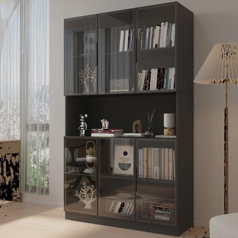 78.7 "H Display Cabinet with LED light, Bookcase with Glass Doors