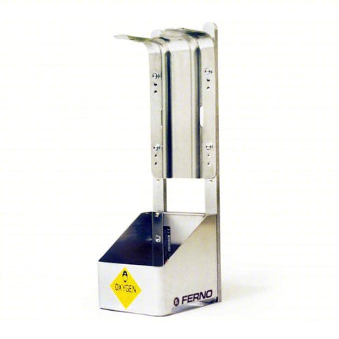 FERNO Universal Oxygen Cylinder Bracket: 6 1/4 in L x 5 3/4 in W x 26 in H, Aluminum/Stainless Steel
