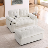 56"w Modern Luxe Upholstered Loveseat Soft Padded Couch Recliner Lounge Sofa Sleeper with Storage Ottoman, Adjustable Back,