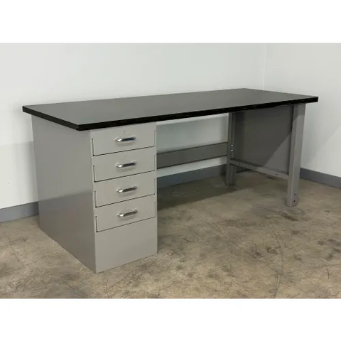 Stackbin® Drawer Pedestal Workbench #1, 1" Phenolic Top, 48"W x 30"D, Gray