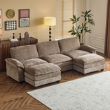 Karl Home -120 in. W Pillow Top Arm Double-layer Cushion Chenille Sofa