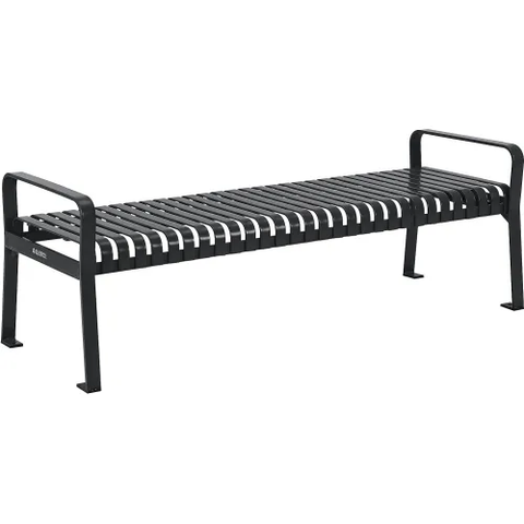 6' Outdoor Bench, Backless, Vertical Steel Slat