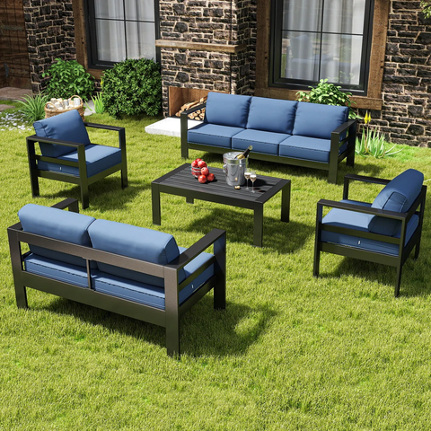 Arnhildur Aluminum 7 - Person 5 Piece Sofa Seating Group with Cushions