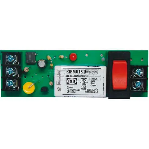 RIB® Track Mount Relay RIBMU1S, 4", 15A, SPST-NO, 10-30VAC/DC/120VAC, Override