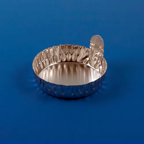 Aluminum Weighing Dish, 57mm With Tab, 1.3g/60mL, Crimped Side, 1000/Pack