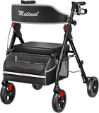 Walkers for Seniors, Rollator Walker with Seat, Walkers for Seniors with seat, 350 lb Capacity,with 8'' Big Wheels, Rolling Walker