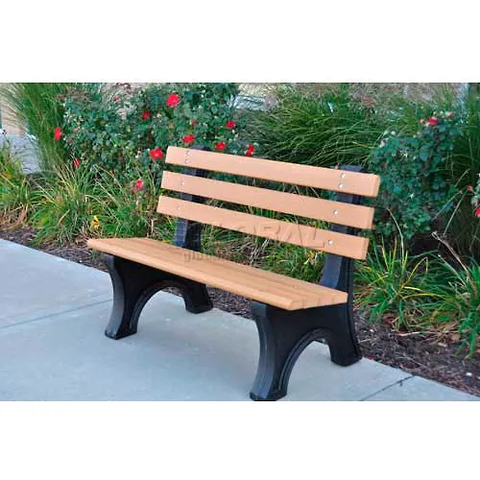Frog Furnishings Comfort Park Avenue 6' Recycled Plastic Bench,  Black Frame