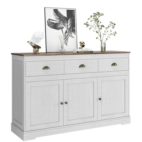Sideboard Storage Cabinet with 3 Drawers & 3 Doors, 47.2'' Wide Buffet Cabinet for Dining Room