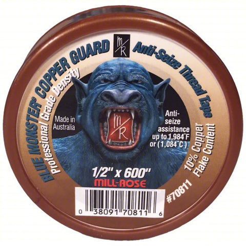 BLUE MONSTER Anti-Seize Tape: Copper Guard®, Extra HD, 1/2 in x 50 ft, Copper