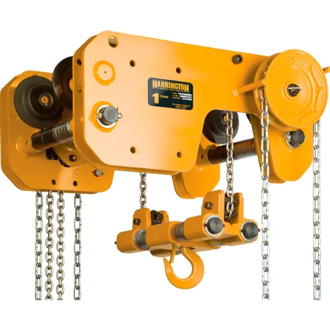 Harrington® SHB Ultra Low Headroom Manual Chain Hoist w/ Geared Trolley, 10 Ton Cap., 20' Lift