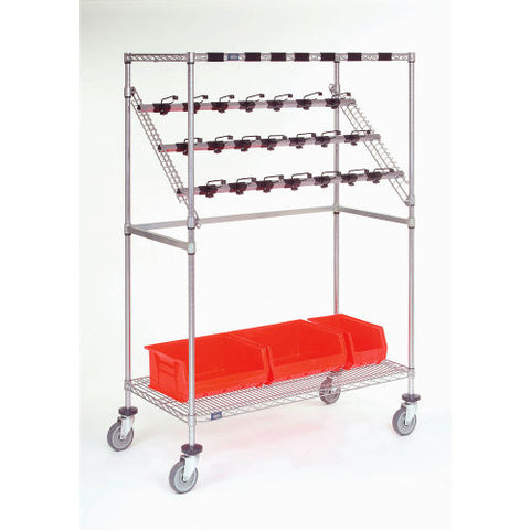 Nexel® Chrome Catheter Procedure Cart, 5" Swivel Casters (2 with Brakes), 48"W x 24"L x 68"H